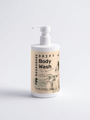 Mooshore Drift Body Wash bottle on a light gray background